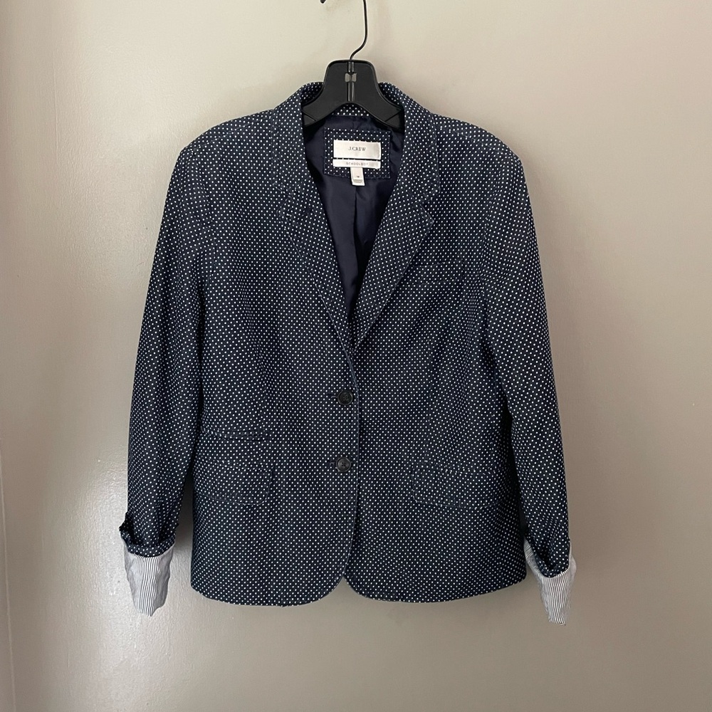 J. Crew School Boy Indigo Polka Dot Blazer Size 12 - Picture 7 of 9